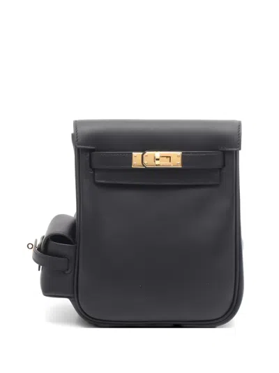 Pre-owned Hermes 2024 Leather Gold Hardware Backpack In Black