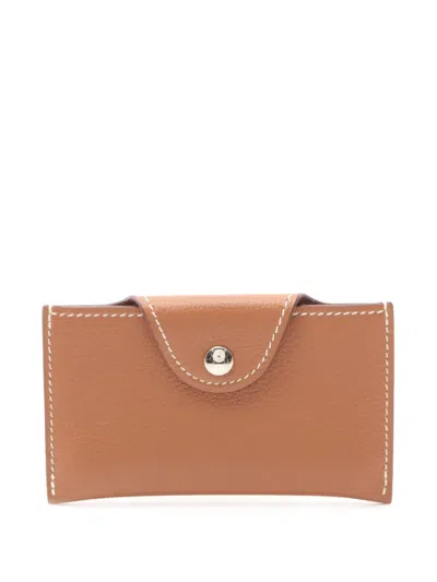 Pre-owned Hermes 2024 Leather Iliade Card Holder In Brown