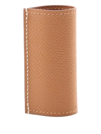 Pre-owned Hermes 2024 Leather Lipstick Case In Brown