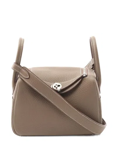 Pre-owned Hermes 2024 Lindy Clemence  Shoulder Mini Bag In Brown