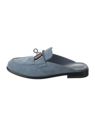 Pre-owned Hermes 2024 Lota Mules In Blue