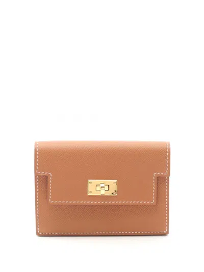 Pre-owned Hermes 2024 Madame Vauxhall Kelly Pocket Slim Wallet Small Wallets In Brown