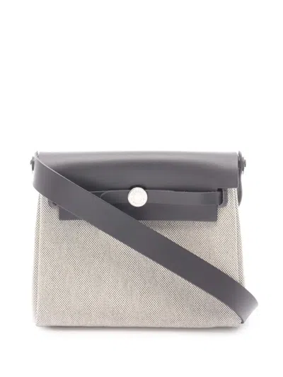 Pre-owned Hermes 2024 Military Toile And Vache Hunter Herbag Zip 20 Crossbody Bag In Brown