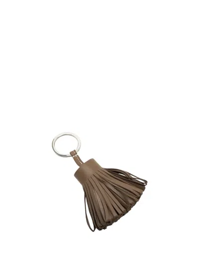 Pre-owned Hermes 2024 Milo Lambskin Carmen Ring Key Chain In Brown