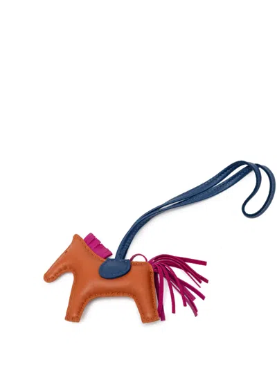 Pre-owned Hermes 2024 Milo Lambskin Grigri Rodeo Bag Charm Pm Key Chain In Brown