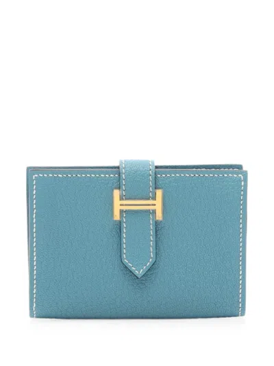 Pre-owned Hermes 2024 Mini Bearn Card Case In Blue
