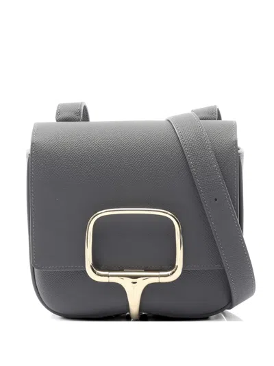 Pre-owned Hermes 2024 Mini Della Cavalleria Leather Shoulder Bag In Gray