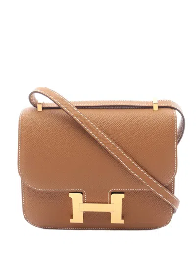 Pre-owned Hermes 2024 Mini Epsom Constance Iii 18 Shoulder Bag In Brown