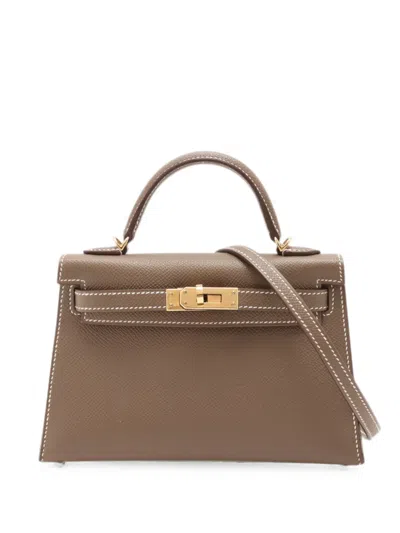Pre-owned Hermes 2024 Mini Epsom Kelly Sellier Ii 20 Satchel In Brown