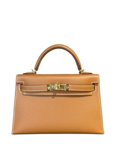 Pre-owned Hermes 2024 Mini Kelly 20 Tote Bag In Brown