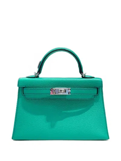 Pre-owned Hermes 2024 Mini Kelly 20 Tote Bag In Green