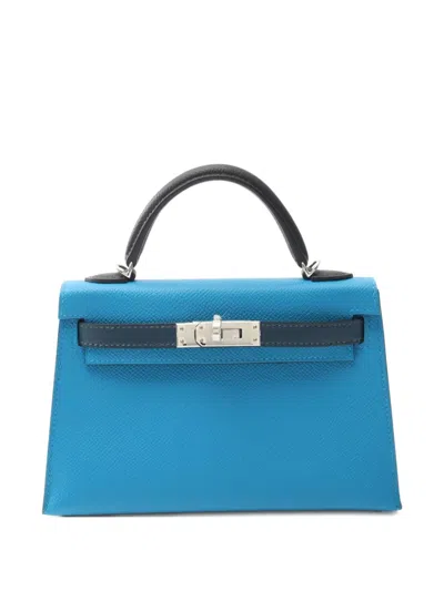 Pre-owned Hermes 2024 Mini Kelly Handbag In Blue