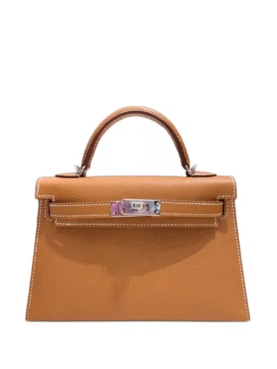 Pre-owned Hermes 2024 Mini Kelly Sellier 20 Tote Bag In Brown