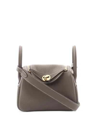 Pre-owned Hermes 2024 Mini Lindy Handbag In Gray