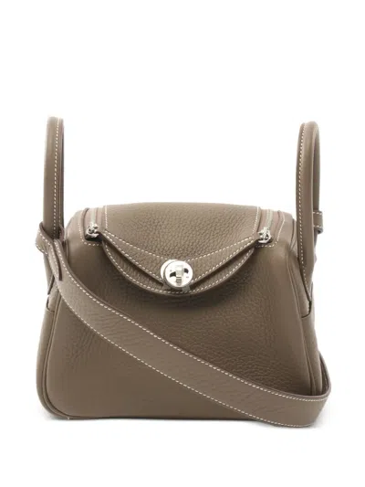 Pre-owned Hermes 2024 Mini Lindy Handbag In Grey