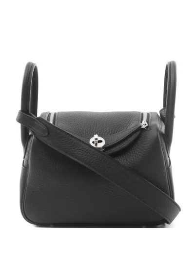 Pre-owned Hermes 2024 Mini Lindy Shoulder Bag In Black