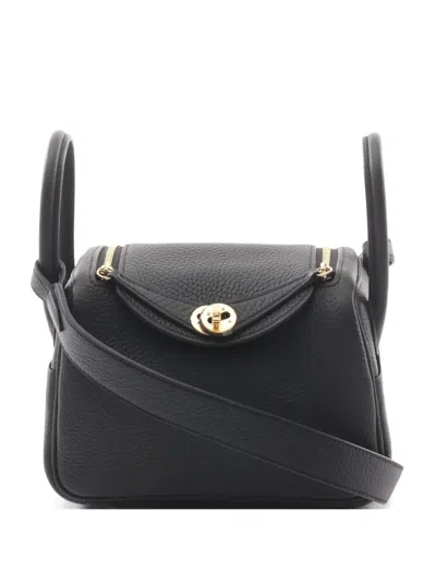 Pre-owned Hermes 2024 Mini Lindy Shoulder Bag In Black