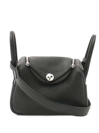 Pre-owned Hermes 2024 Mini Lindy Shoulder Bag In Black