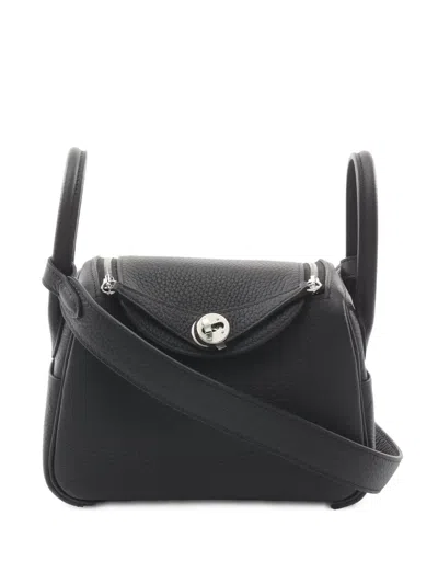 Pre-owned Hermes 2024 Mini Lindy Shoulder Bag In Black
