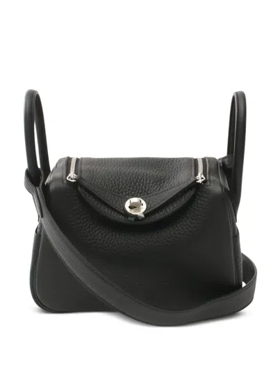 Pre-owned Hermes 2024 Mini Lindy Shoulder Bag In Black
