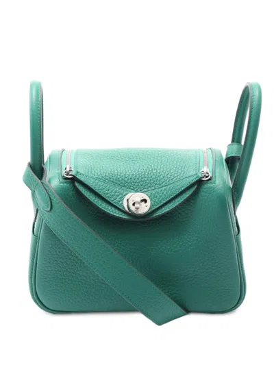 Pre-owned Hermes 2024 Mini Lindy Shoulder Bag In Green