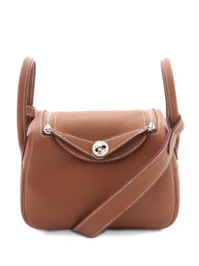 Pre-owned Hermes 2024 Mini Lindy Tote Bag In Brown