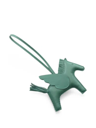 Pre-owned Hermes 2024 Mm Rodeo Pegasus Bag Charm In Green
