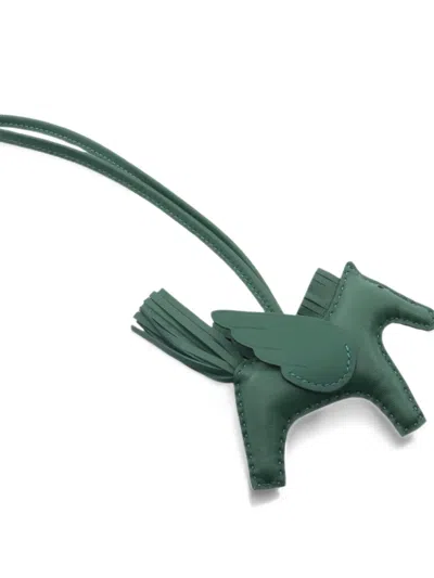 Pre-owned Hermes 2024 Mm Rodeo Pegasus Bag Charm In Green