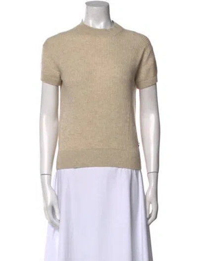 Pre-owned Hermes 2024 Mock Neck Short Sleeve Sweater In Neutral