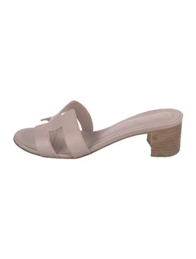 Pre-owned Hermes 2024 Oasis Slides In Brown