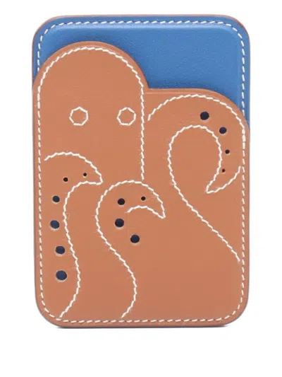 Pre-owned Hermes 2024 Octopus Magsafe Leather Card Case In Brown