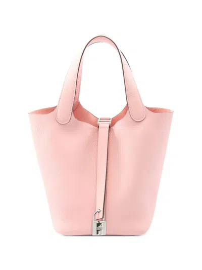 Pre-owned Hermes 2024 Picotan Lock Pm Leather Handbag In Pink