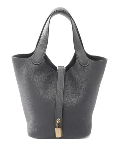 Pre-owned Hermes 2024 Picotan Pm Lock Handbag In Gray