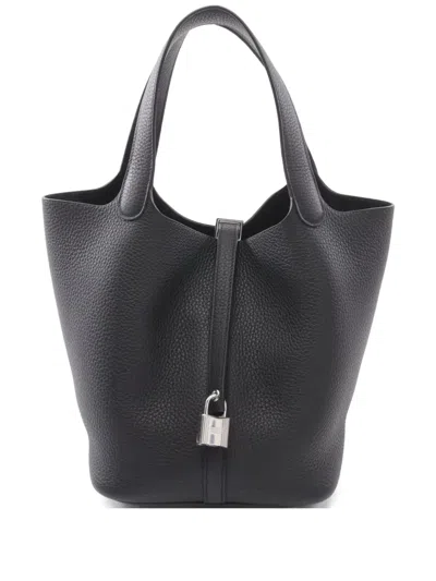 Pre-owned Hermes 2024 Picotane Lock Mm Handbag In Black