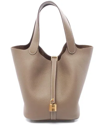 Pre-owned Hermes 2024 Picotin Lock Mm Handbag In Brown
