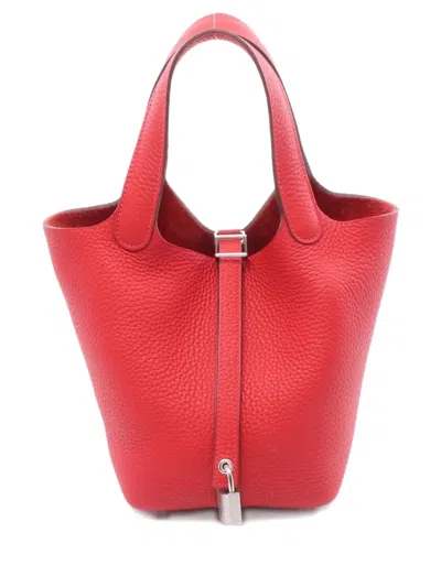 Pre-owned Hermes 2024 Picotin Lock Pm Handbag In Red