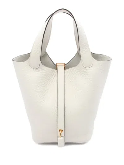 Pre-owned Hermes 2024 Picotin Lock Pm Handbag In White