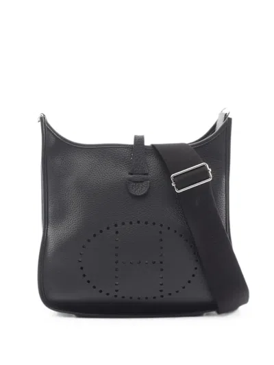 Pre-owned Hermes 2024 Pm Evelyn 3 Troyes Shoulder Bag In Black