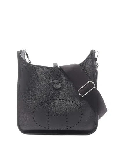 Pre-owned Hermes 2024 Pm Evelyne Iii Leather Shoulder Bag In Black
