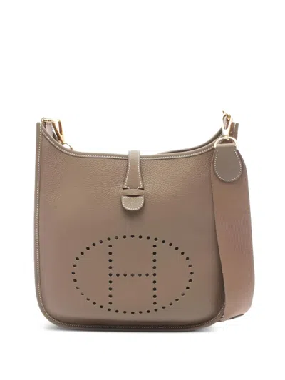Pre-owned Hermes 2024 Pm Evelyne Iii Perforated Shoulder Bag In Neutral