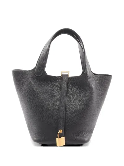 Pre-owned Hermes 2024 Pm Picotin Lock Tote Bag In Black