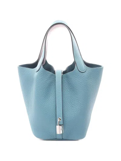 Pre-owned Hermes 2024 Pm Picotin Lock Tote Bag In Blue