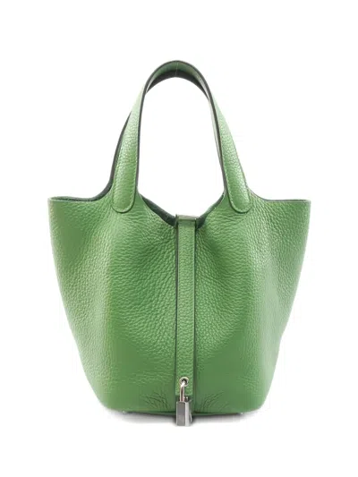 Pre-owned Hermes 2024 Pm Picotin Lock Tote Bag In Green