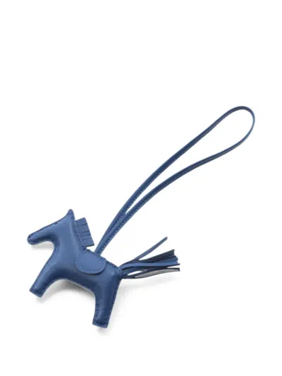 Pre-owned Hermes 2024 Pm Rodeo Bag Charm In Blue