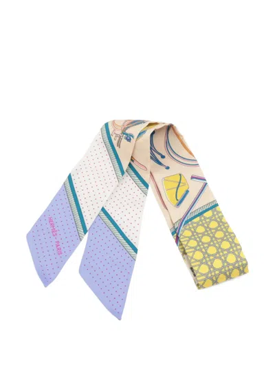Pre-owned Hermes 2024 Polka-dot Silk Scarf In Neutral