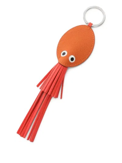 Pre-owned Hermes 2024 Poulpe Keyring In Orange