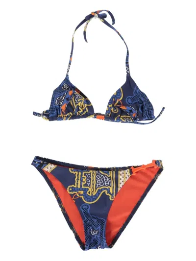 Pre-owned Hermes 2024 Printed Bikini In Blue