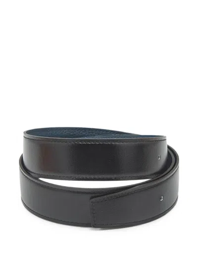 Pre-owned Hermes 2024 Reversible Leather Belt In Black