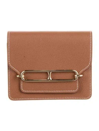 Pre-owned Hermes 2024 Roulis Slim Wallet In Brown