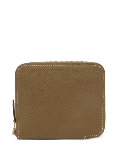 Pre-owned Hermes 2024 Silk In Compact Epsom Leather Wallet In Brown